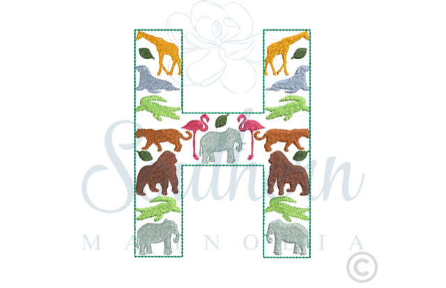 H Zoo Alphabet Embroidery Design