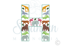 H Zoo Alphabet Embroidery Design