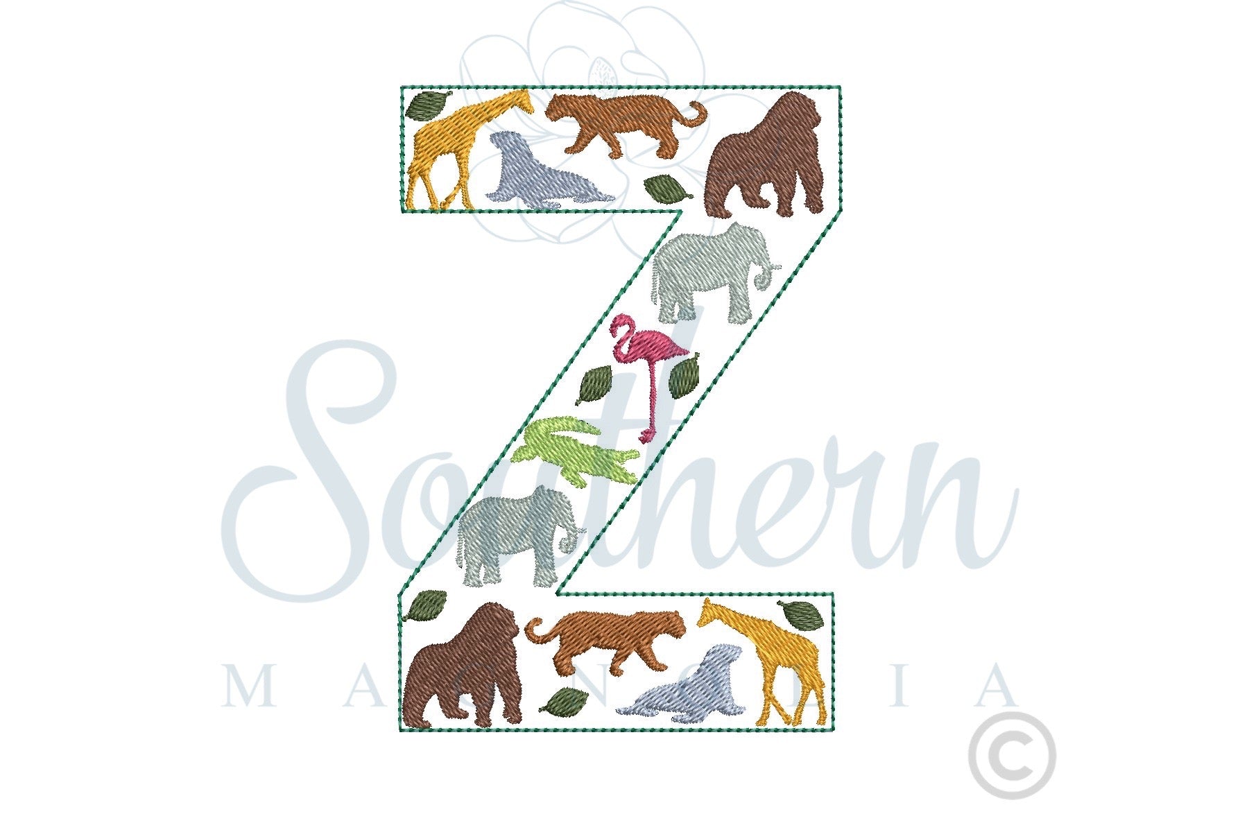 Z Zoo Alphabet Embroidery Design
