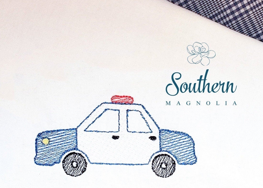 Police Car Sketch Fill Embroidery Design