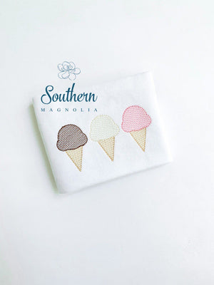 Ice Cream Cone Sketch Fill Embroidery Design (4 Color)