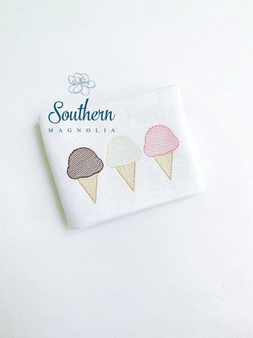 Ice Cream Cone Sketch Fill Embroidery Design