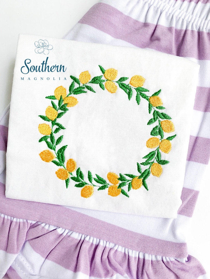 Lemon Wreath Frame Embroidery Design