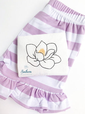 Magnolia Bean Stitch Outline Embroidery Design