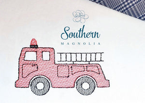 Firetruck Sketch Fill Embroidery Design