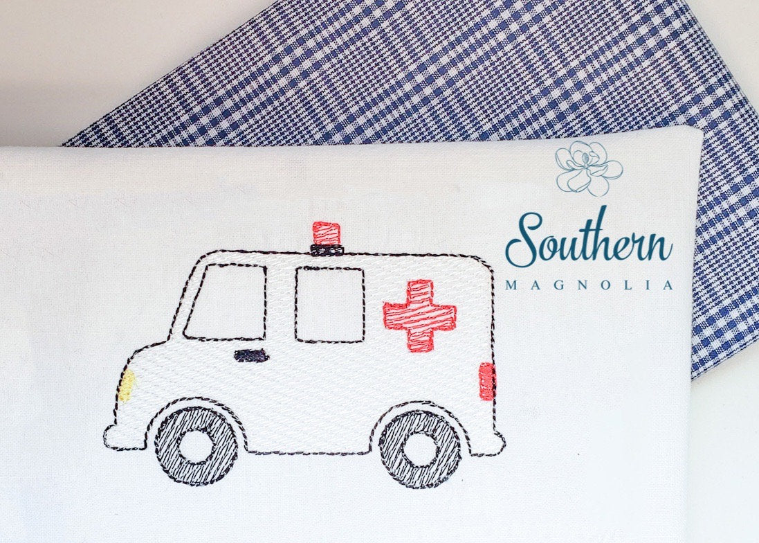 Ambulance Sketch Fill Embroidery Design