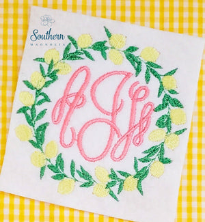 Lemon Wreath Frame Embroidery Design