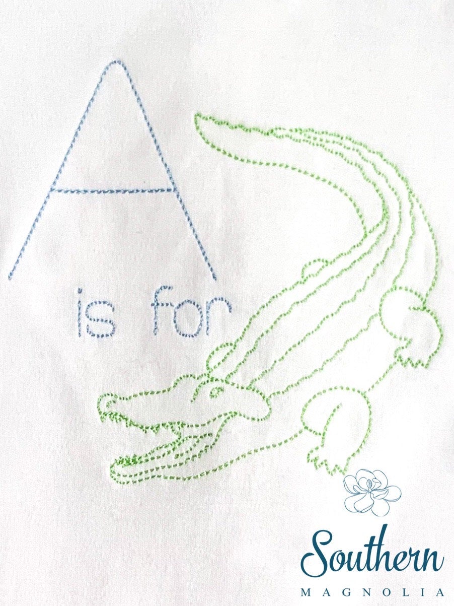A is for Alligator Embroidery Design
