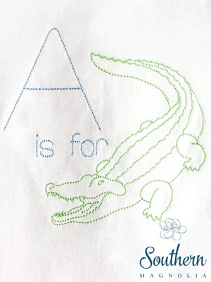 A is for Alligator Embroidery Design