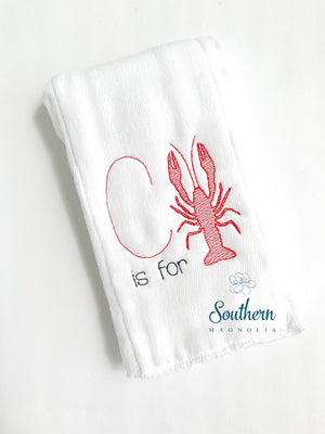 C is for Crawfish Sketch Fill Embroidery Design