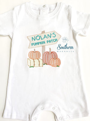 Pumpkin Patch Sign Embroidery Design