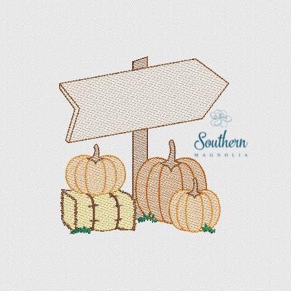 Pumpkin Patch Blank Sign Sketch Fill Embroidery Design