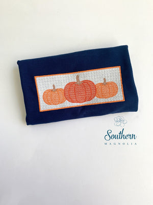 Pumpkin Trio Layered Faux Smock Embroidery Design