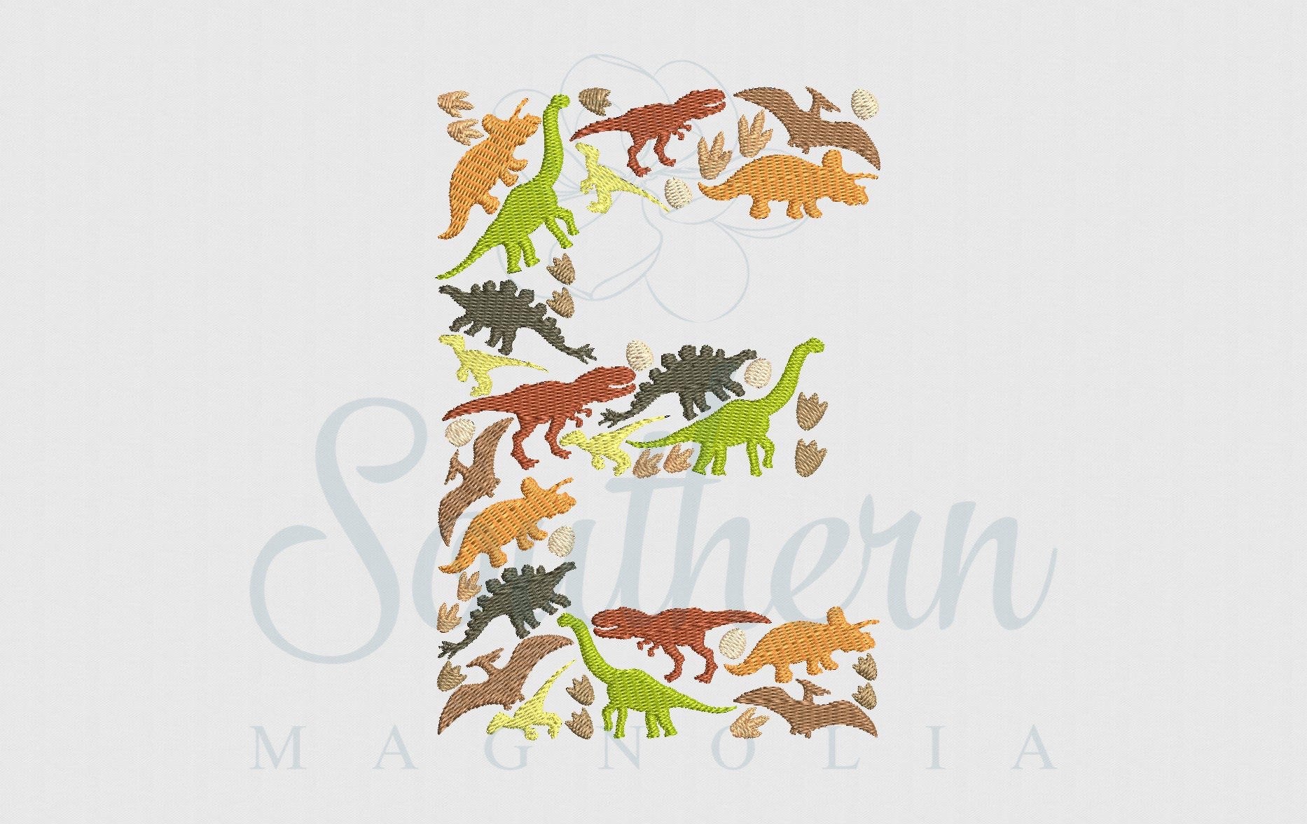 E Dinosaur Alphabet Embroidery Design