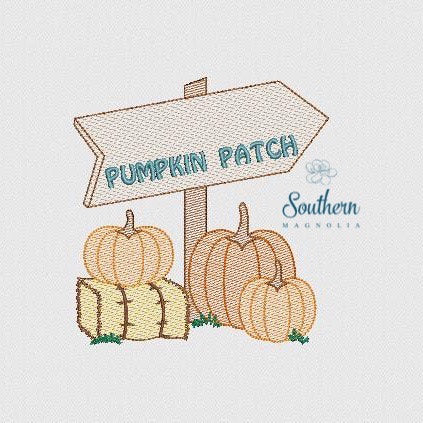 Pumpkin Patch Sign Embroidery Design