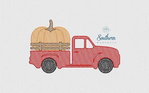 Pumpkin Truck Sketch Fill Embroidery Design