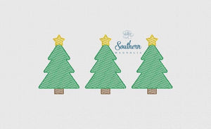 Christmas Tree Trio Sketch Fill Machine Embroidery Design