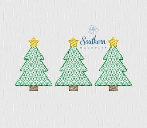 Decorative Christmas Tree Trio Machine Embroidery Design