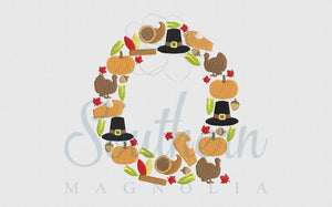 Q Thanksgiving Alphabet Embroidery Design