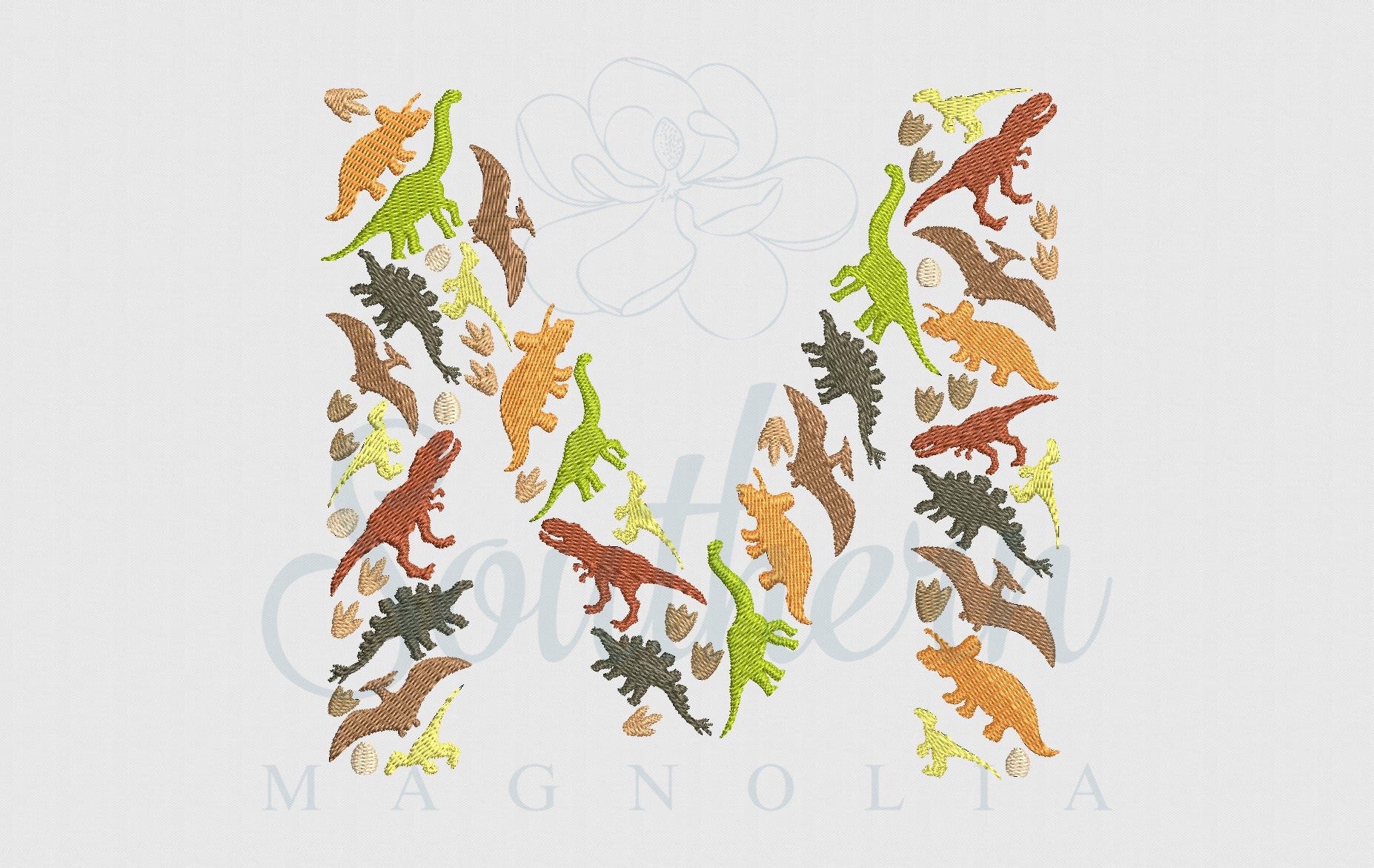 M Dinosaur Alphabet Embroidery Design