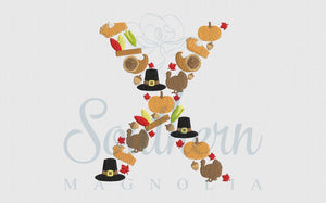 X Thanksgiving Alphabet Embroidery Design