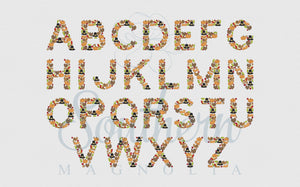 Thanksgiving Alphabet Embroidery Design- Whole Uppercase Alphabet Letter Bundle