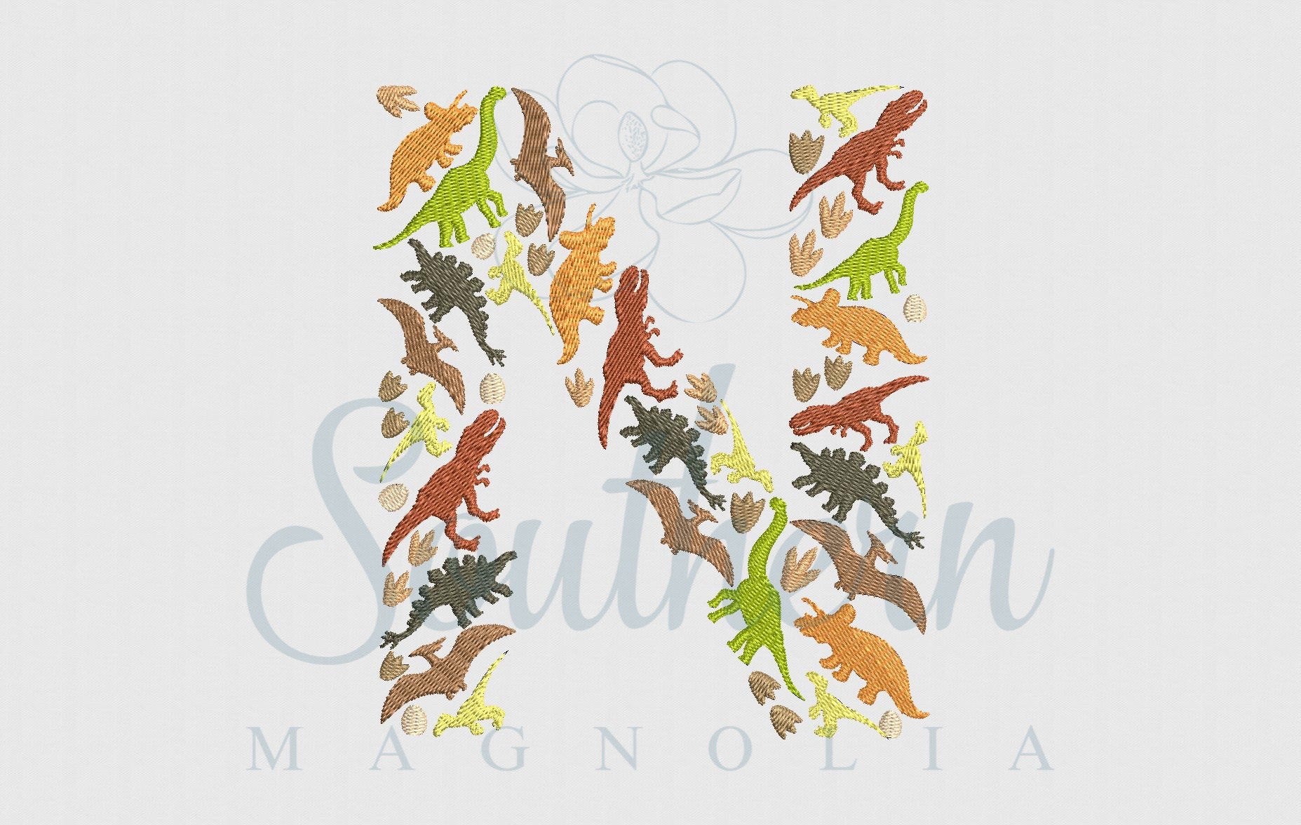 N Dinosaur Alphabet Embroidery Design