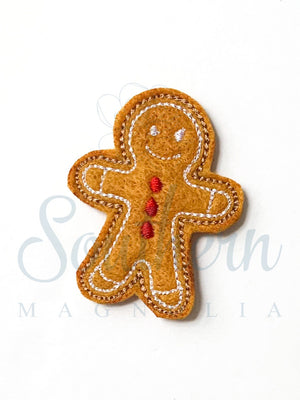 Gingerbread Man Cookie Feltie Embroidery Design