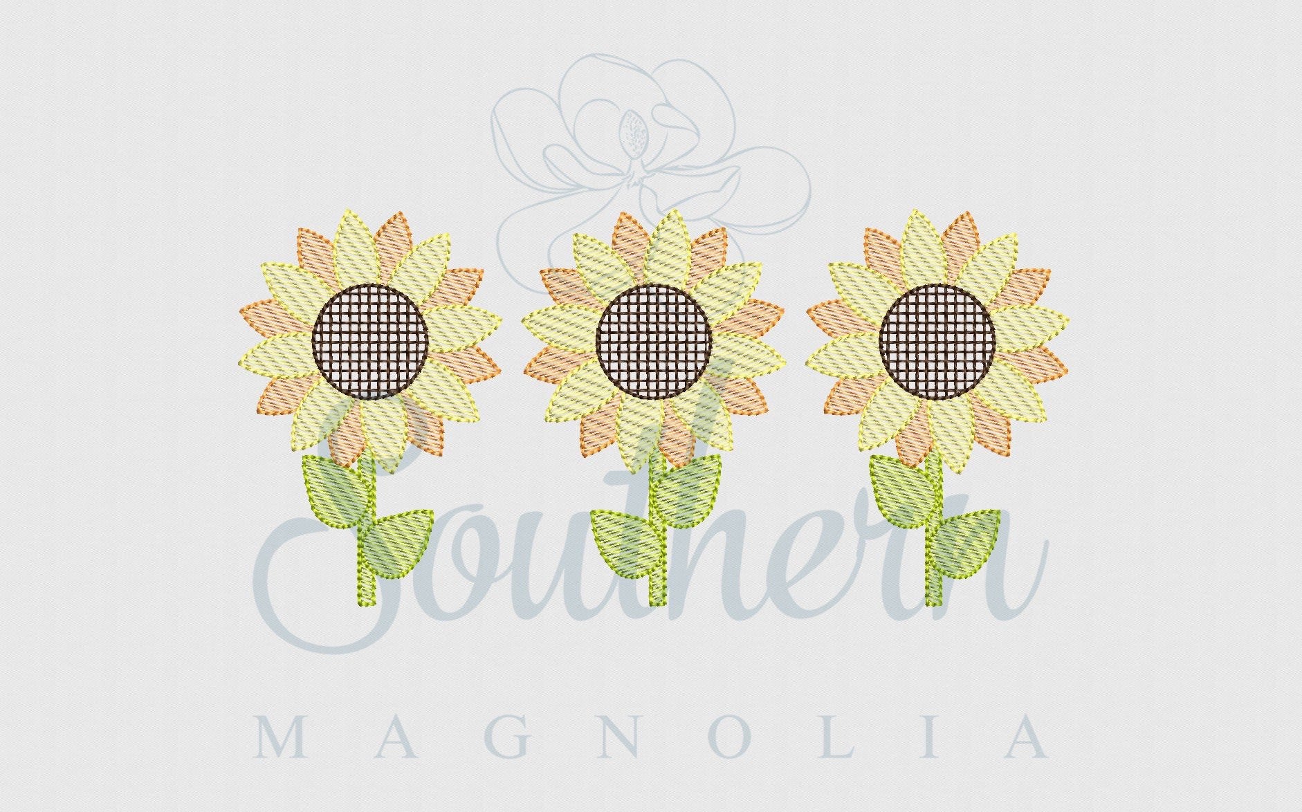 Sunflower Trio Sketch Fill Machine Embroidery Design