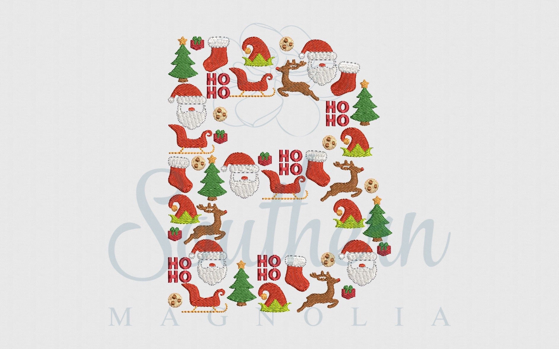 B Christmas Santa Alphabet Embroidery Design