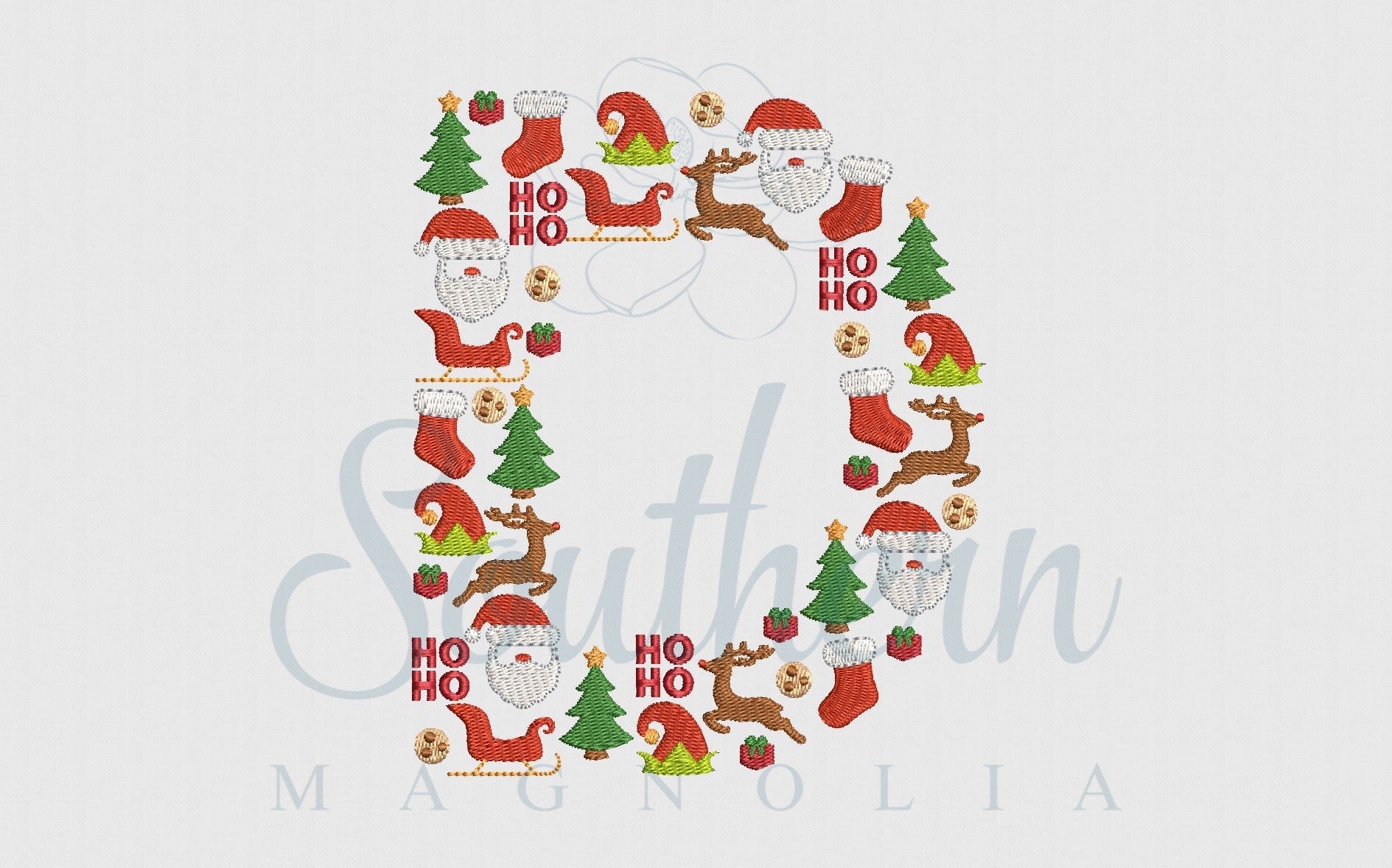 D Christmas Santa Alphabet Embroidery Design