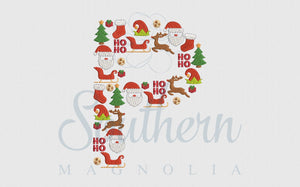 P Christmas Santa Alphabet Embroidery Design
