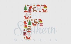 F Christmas Santa Alphabet Embroidery Design