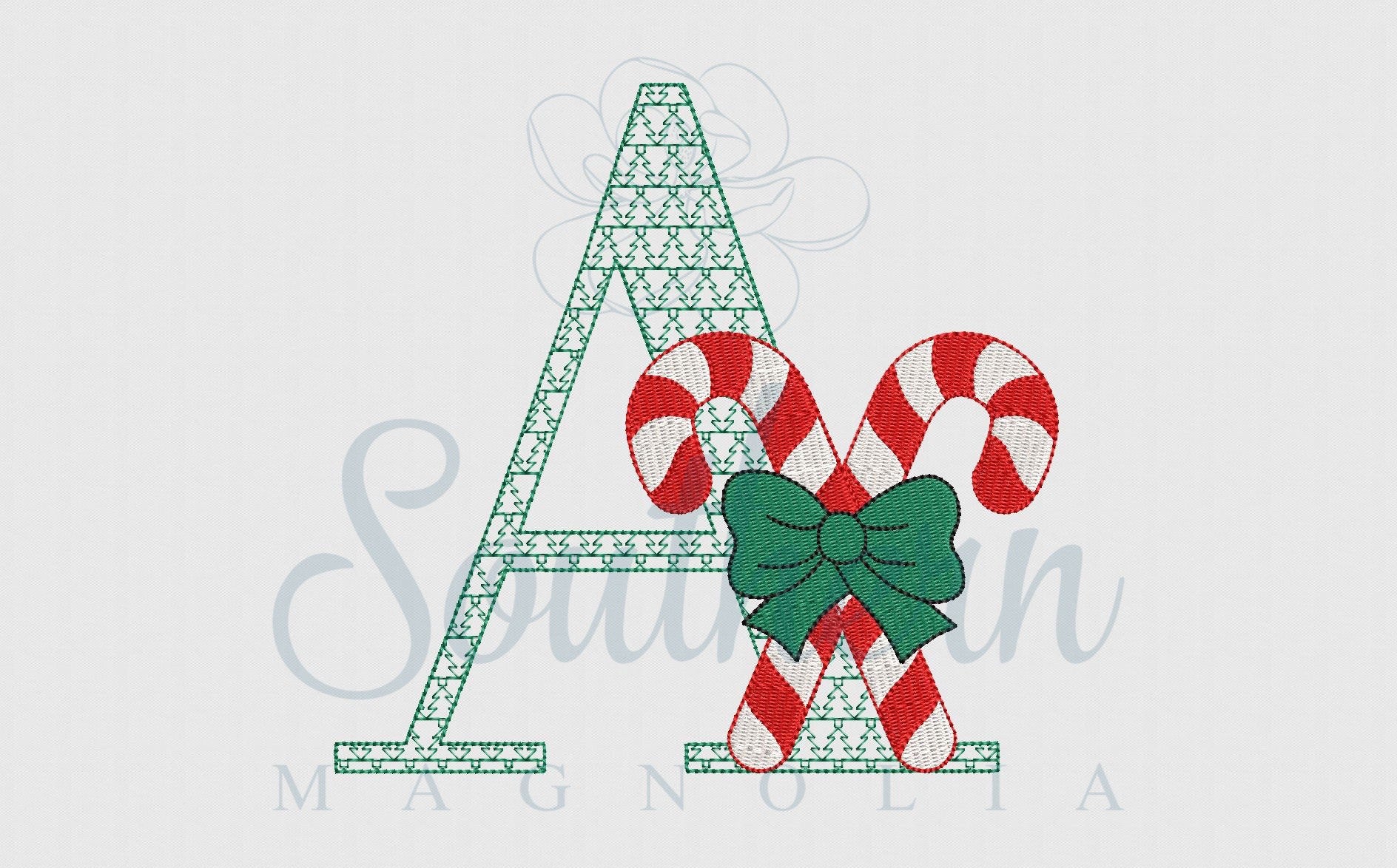 A Candy Cane Bow Christmas Tree Motif Embroidery Design