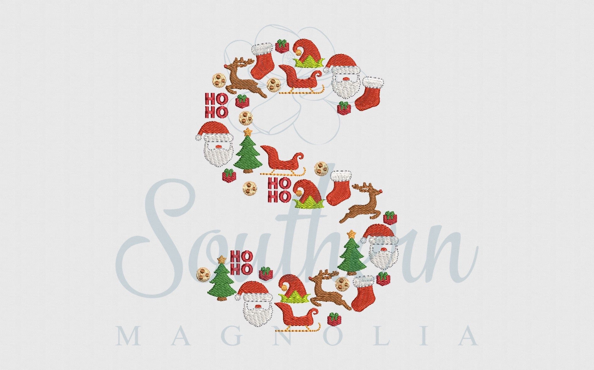 S Christmas Santa Alphabet Embroidery Design