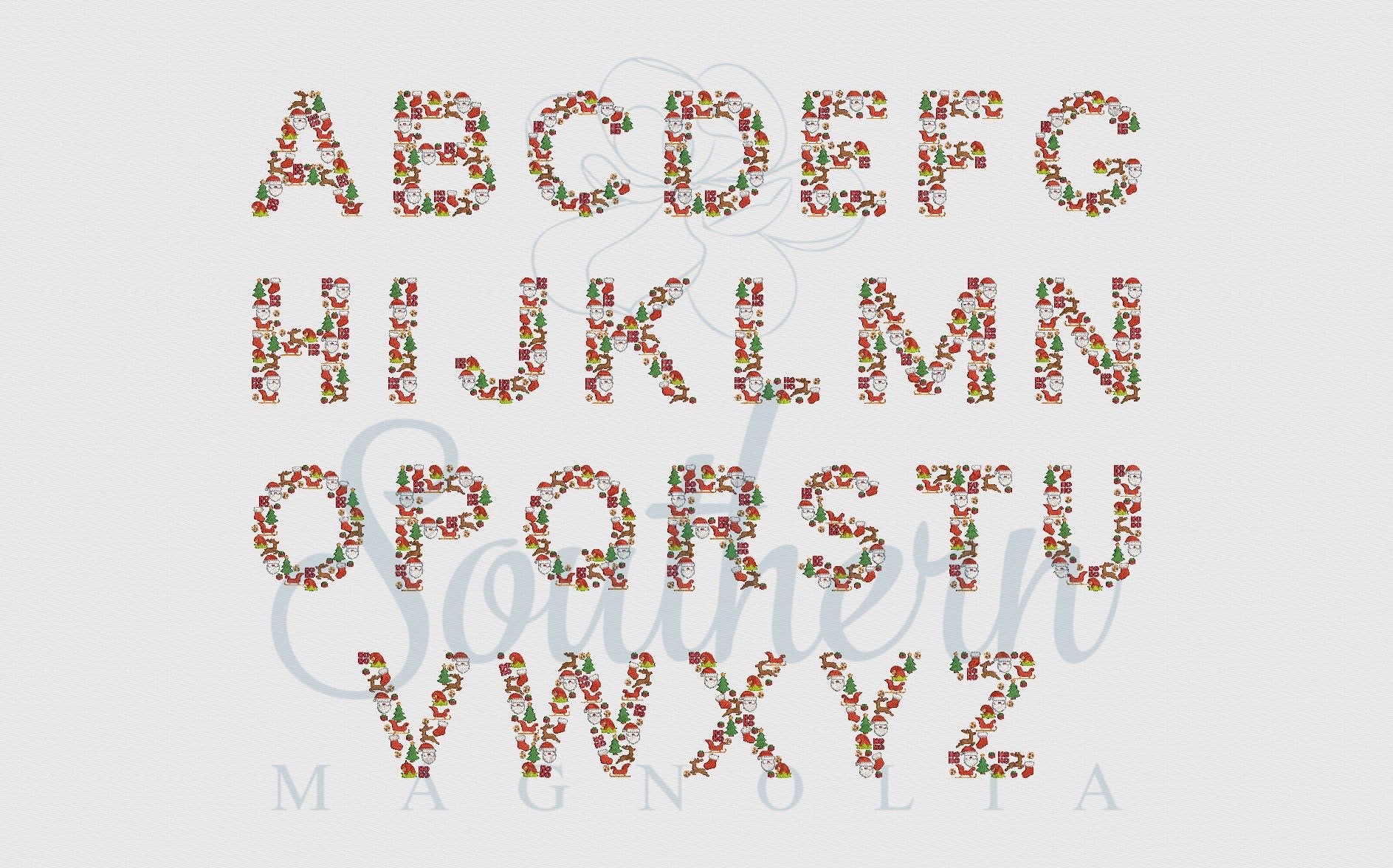Christmas Santa Alphabet Embroidery Design- Whole Uppercase Alphabet Letter Bundle