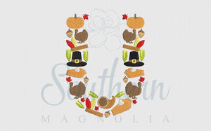 U Thanksgiving Alphabet Embroidery Design