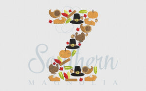 Z Thanksgiving Alphabet Embroidery Design