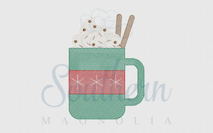 Cocoa Snowflake Mug Sketch Embroidery Design