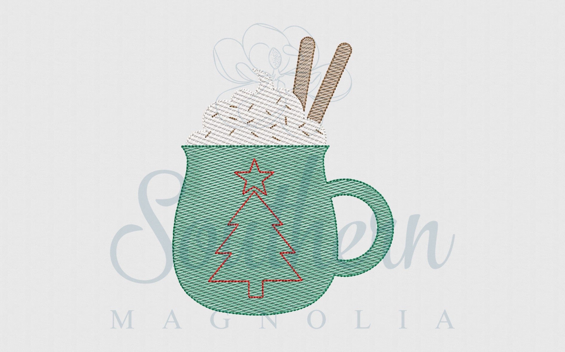 Cocoa Tree Mug Sketch Embroidery Design