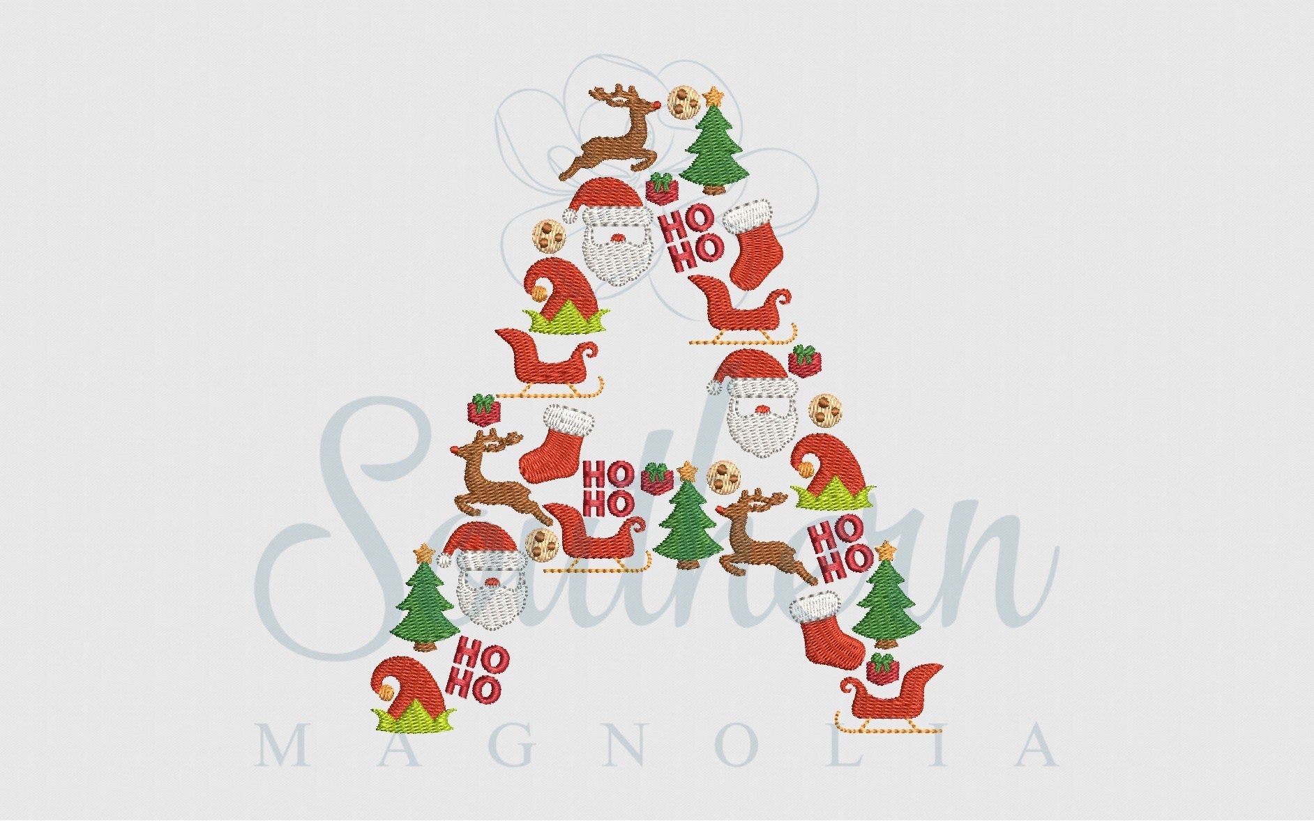 A Christmas Santa Alphabet Embroidery Design