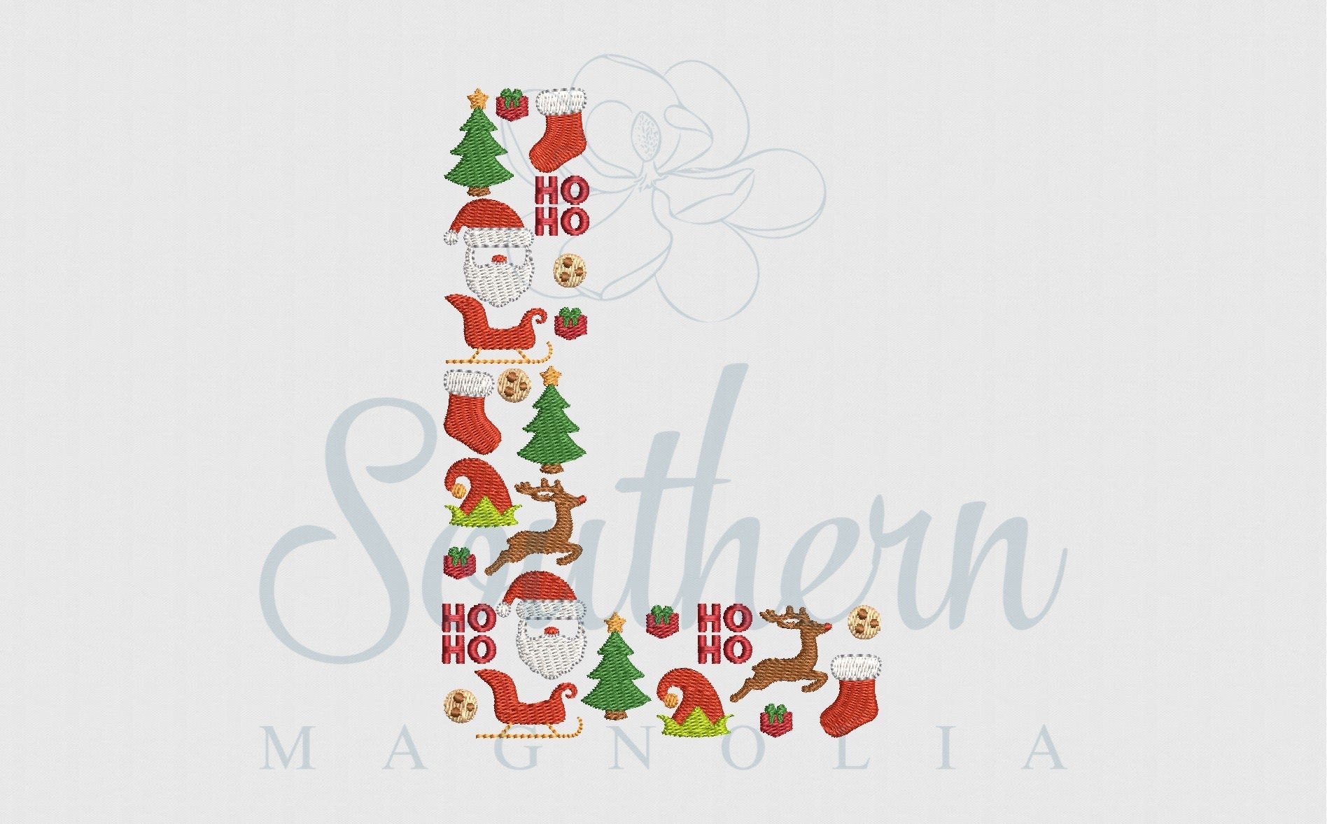 L Christmas Santa Alphabet Embroidery Design