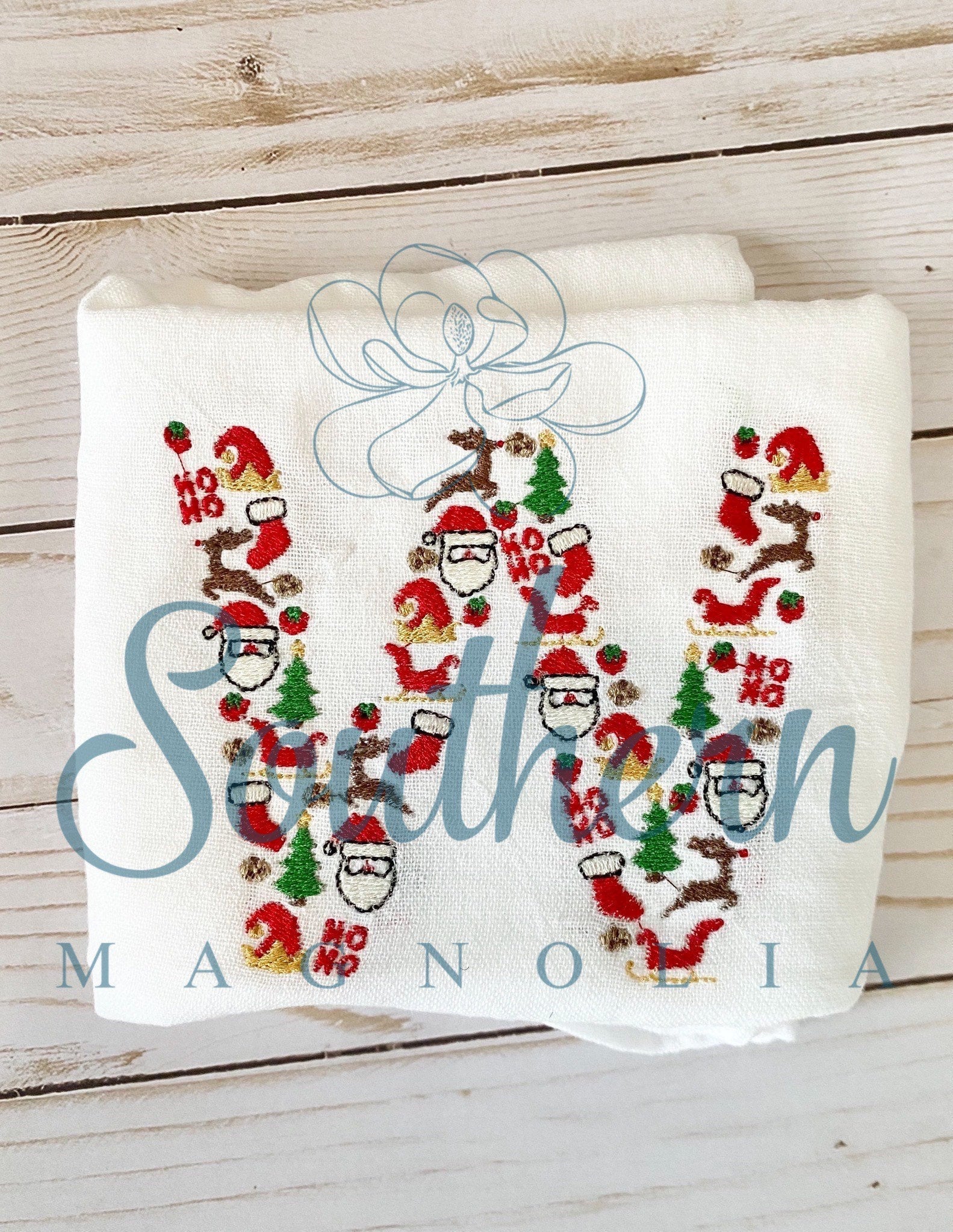 W Christmas Santa Alphabet Embroidery Design