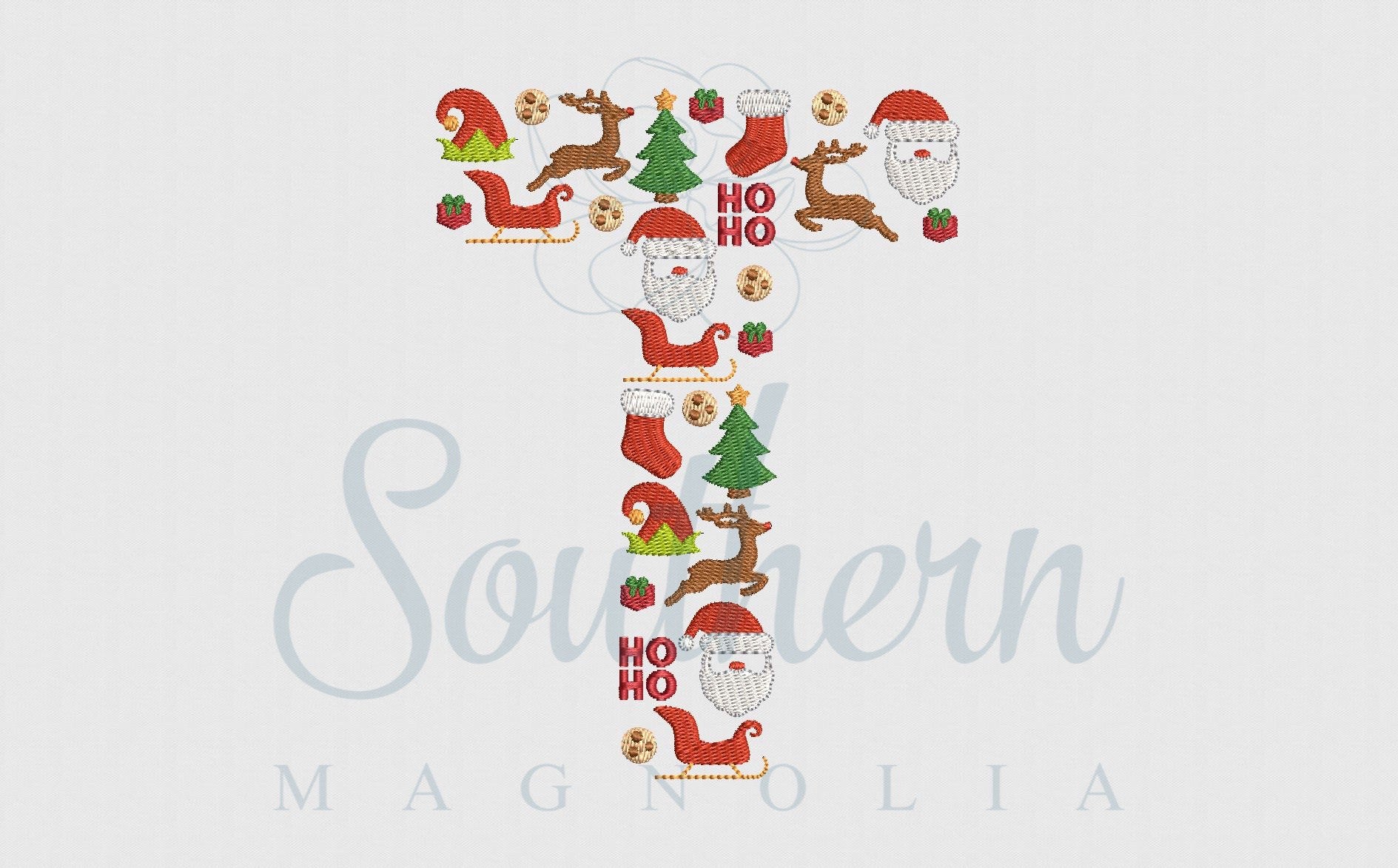 T Christmas Santa Alphabet Embroidery Design