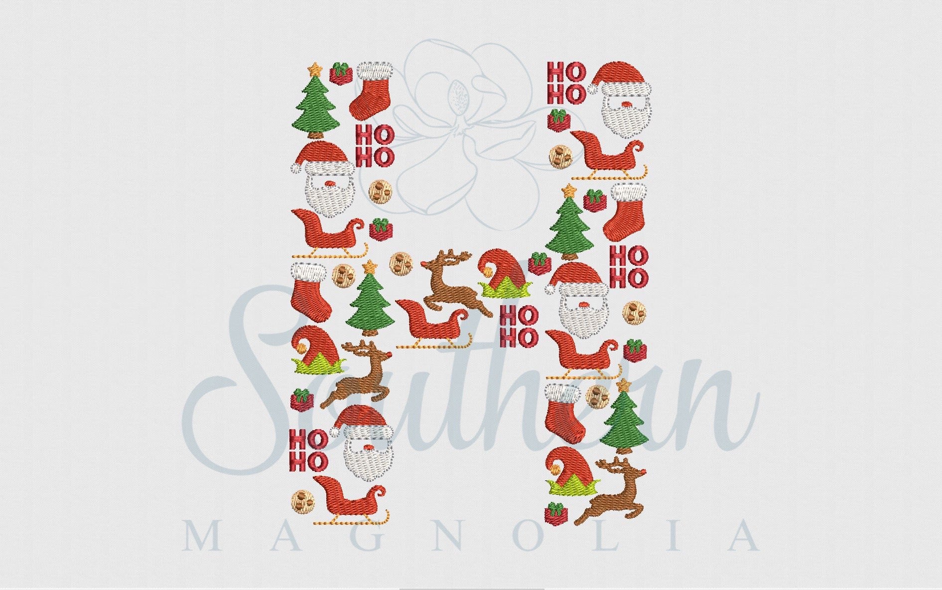 H Christmas Santa Alphabet Embroidery Design