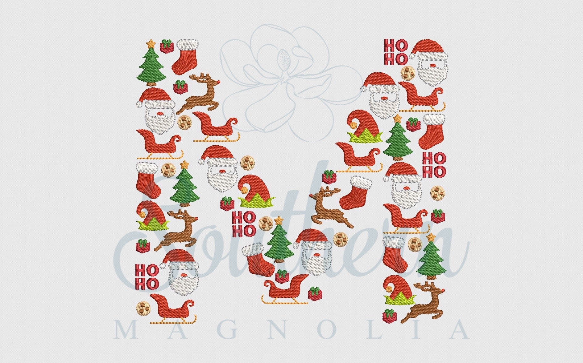 M Christmas Santa Alphabet Embroidery Design