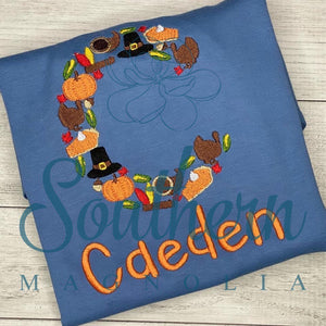 C Thanksgiving Alphabet Embroidery Design