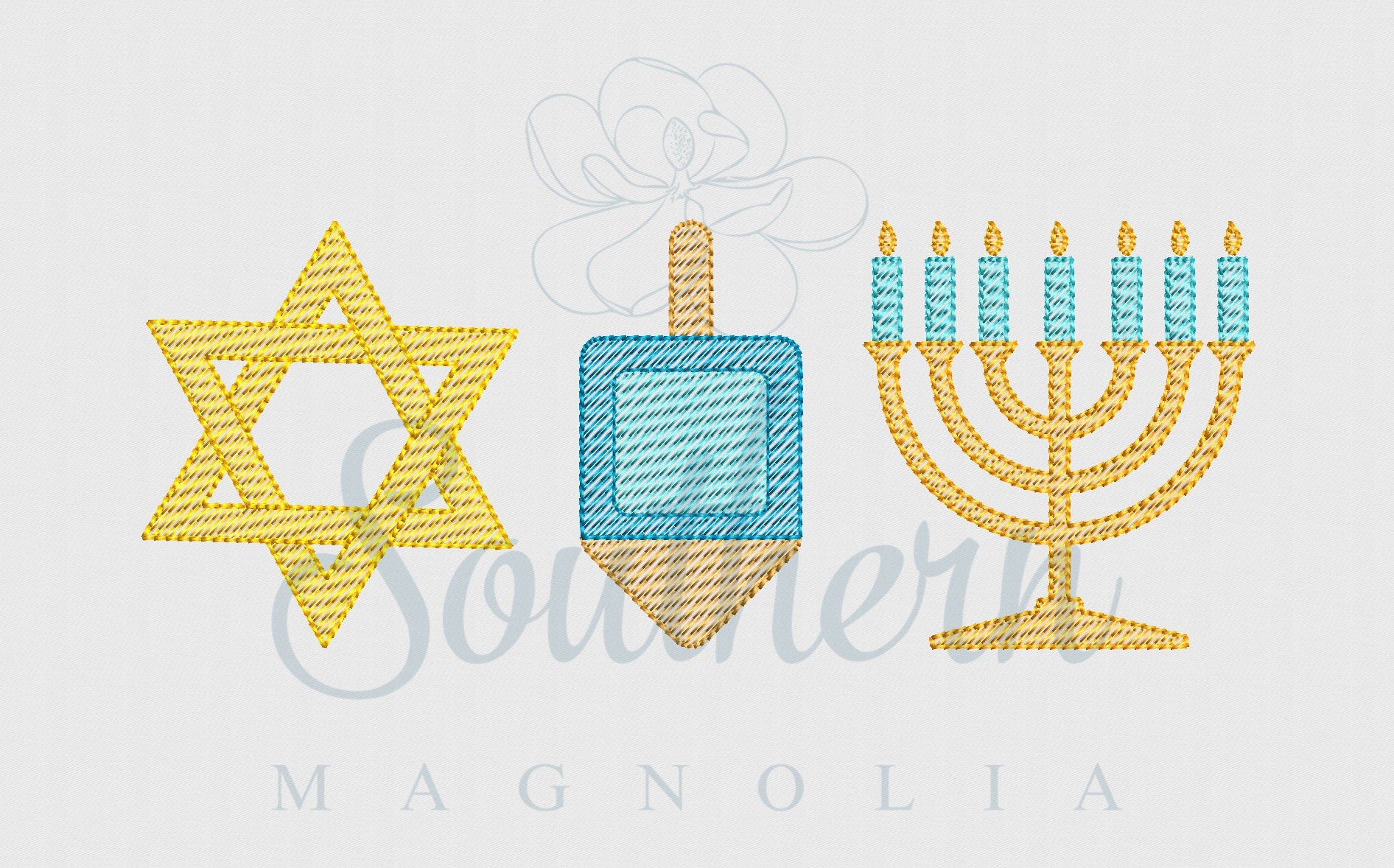 Hanukkah Trio Sketch Embroidery Design