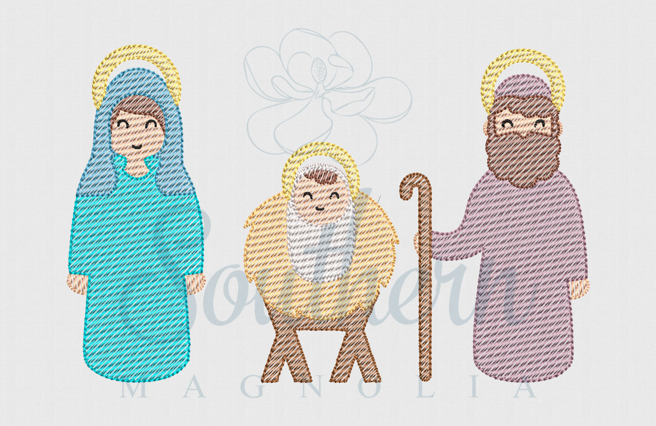 Holy Family Sketch Fill Machine Embroidery Design
