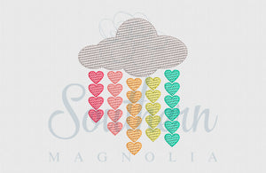 Rainbow Heart Cloud 5 Color Sketch Fill Embroidery Design
